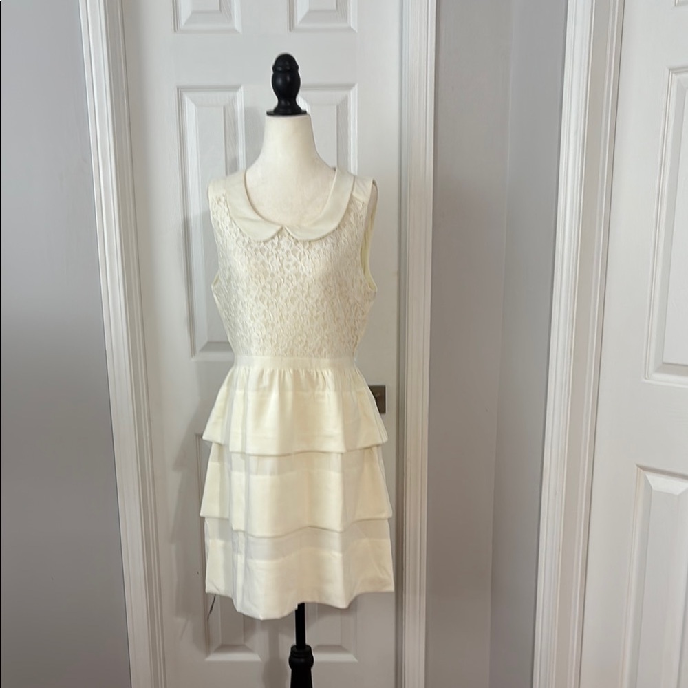 Esley Collection Cream Peter Pan Collar Sundress